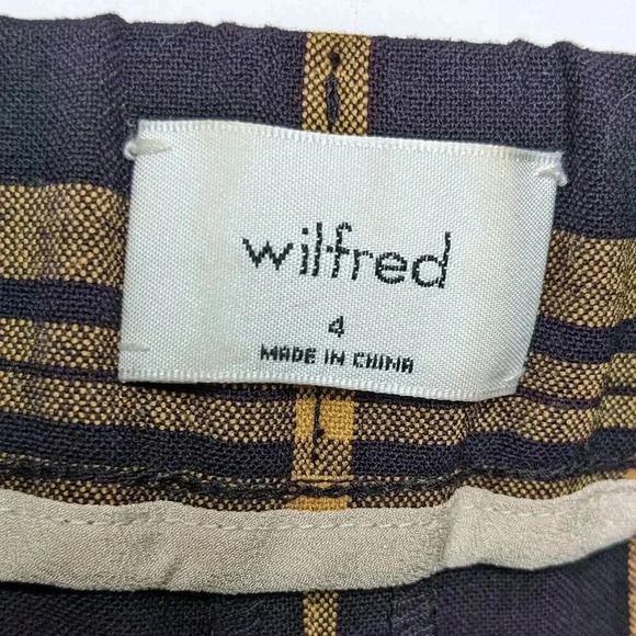 Aritzia Wilfred Womens Darontal Yellow Brown Plaid Pants Size 4 Elastic Waist - Picture 5 of 8